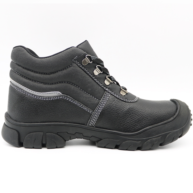 Slip Acid Resistant Oil Industry Safety Shoes Black Middle Cut