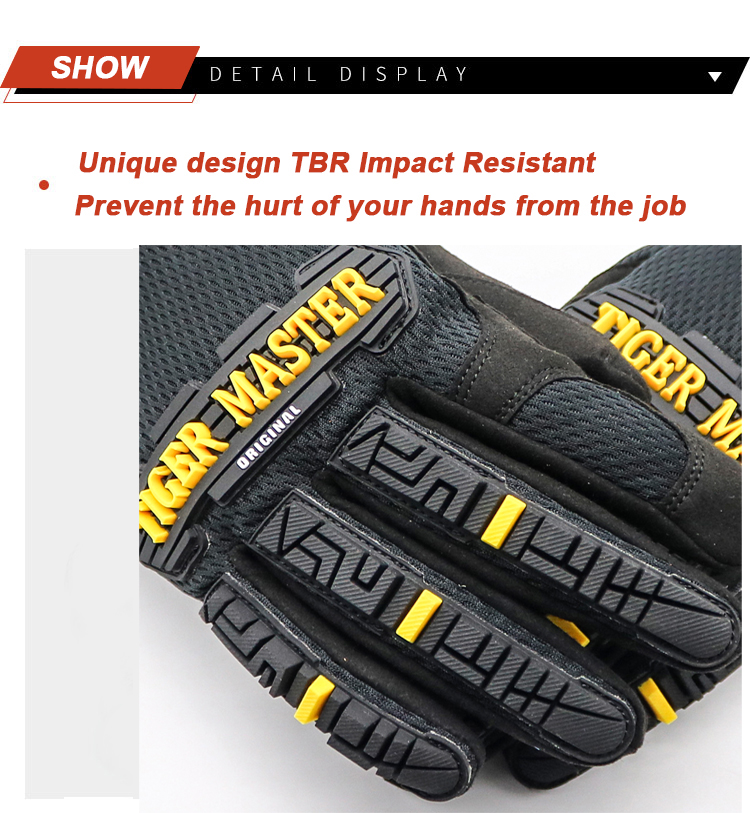 Tiger master TPR anti impact mechanic gloves