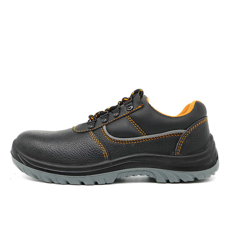 Black leather steel toe puncture proof men safety shoes work