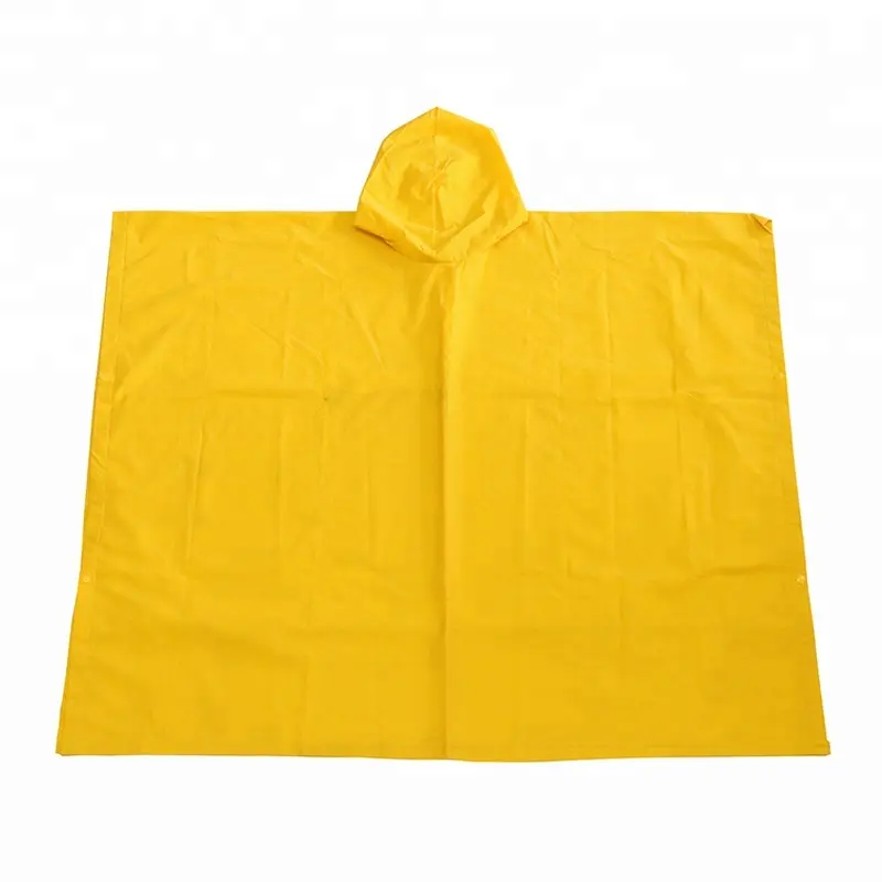 Yellow Waterproof PVC Polyester PVC Poncho Rain Cape