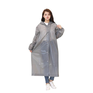 Grey Waterproof Long Gown EVA Raincoat for Rainy Day 