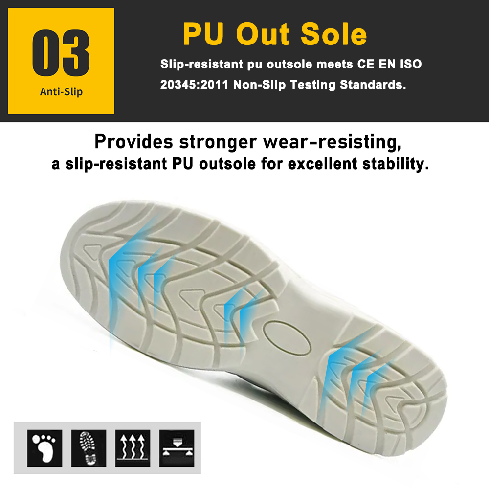 White Fiberglass Toe Chef Kitchen Safety Shoes