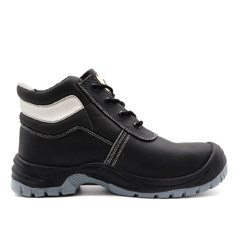 Black Steel Toe Steel Mid Plate Mining Safety Shoes Men