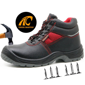 Black Leather Steel Toe And Mid-plate Safety Shoes for Women