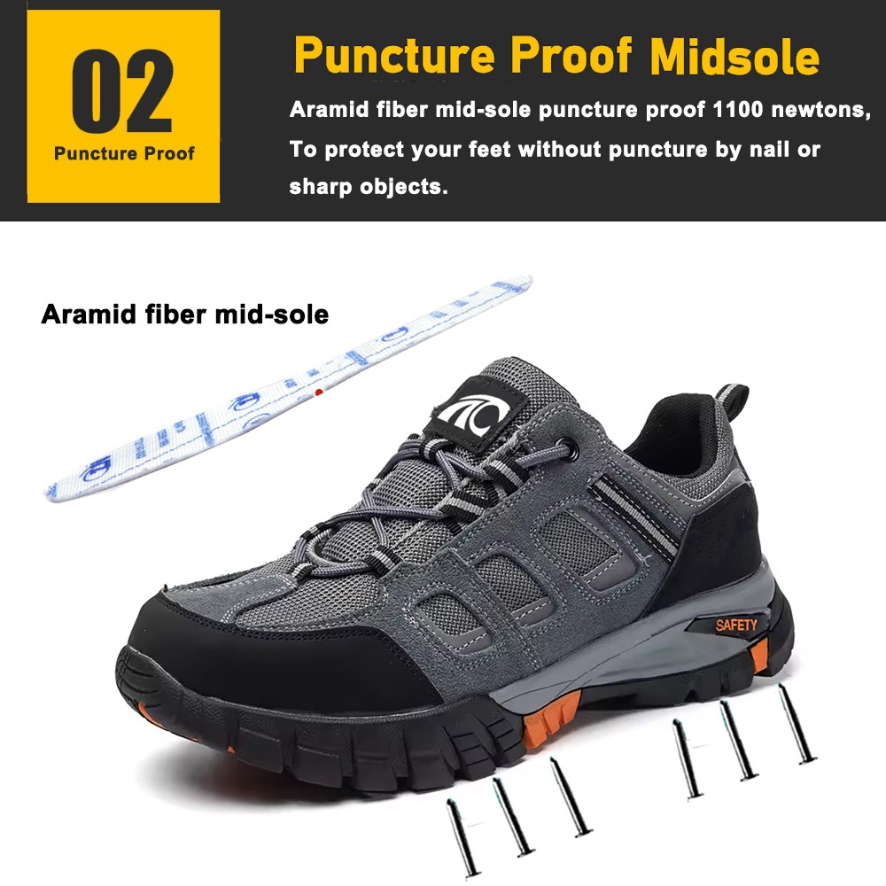 Steel Toe Puncture Proof Suede Safety Shoes for Men