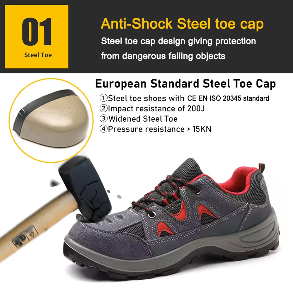 Steel toe anti puncture cheap price suede safety shoes for men