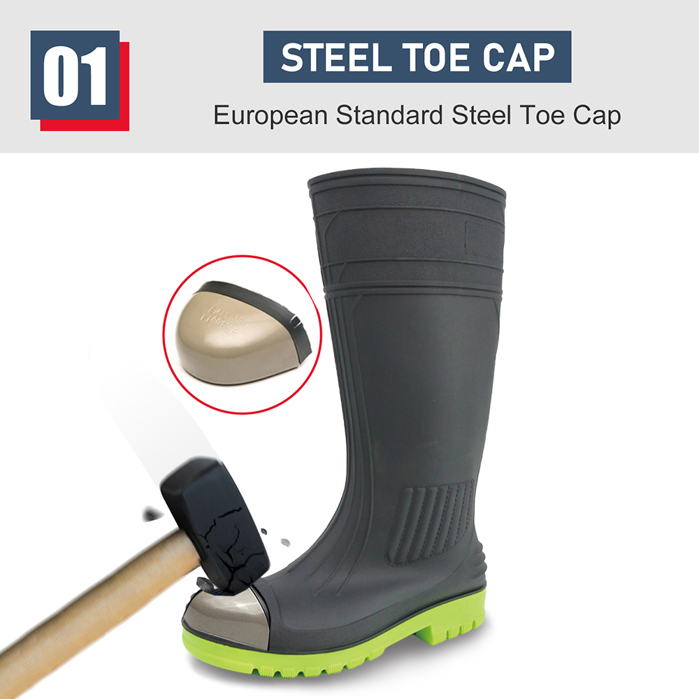 Waterproof PVC Safety Rain Boots for Construction