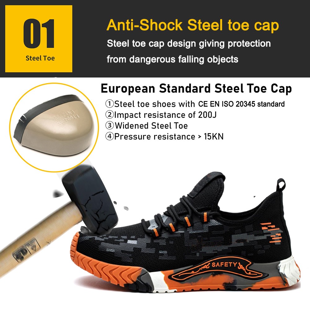 Anti Slip Fashion Sneakers Safety Shoes with Steel Toe