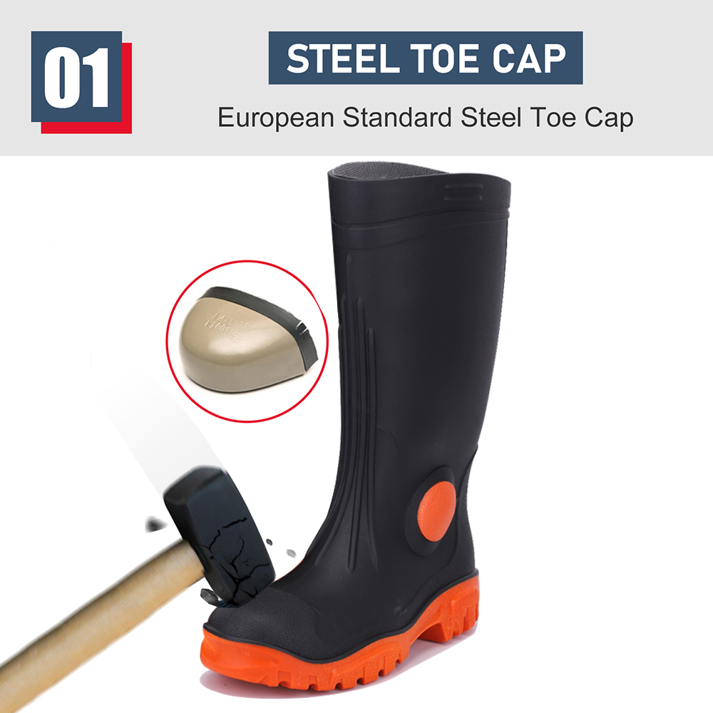 Waterproof PVC Gumboots Rain Boots with Steel Toe