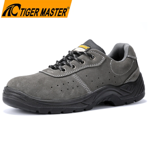 Grey Suede Work Safety Shoes with Steel Toe