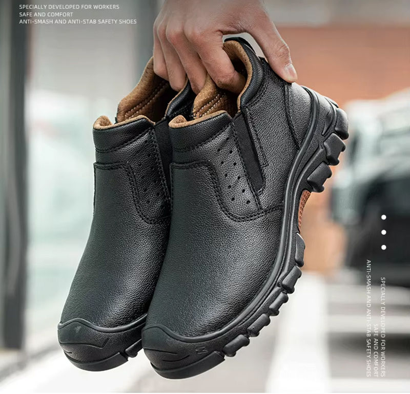Anti-slip Steel Toe Lace-free Safety Shoes for Men