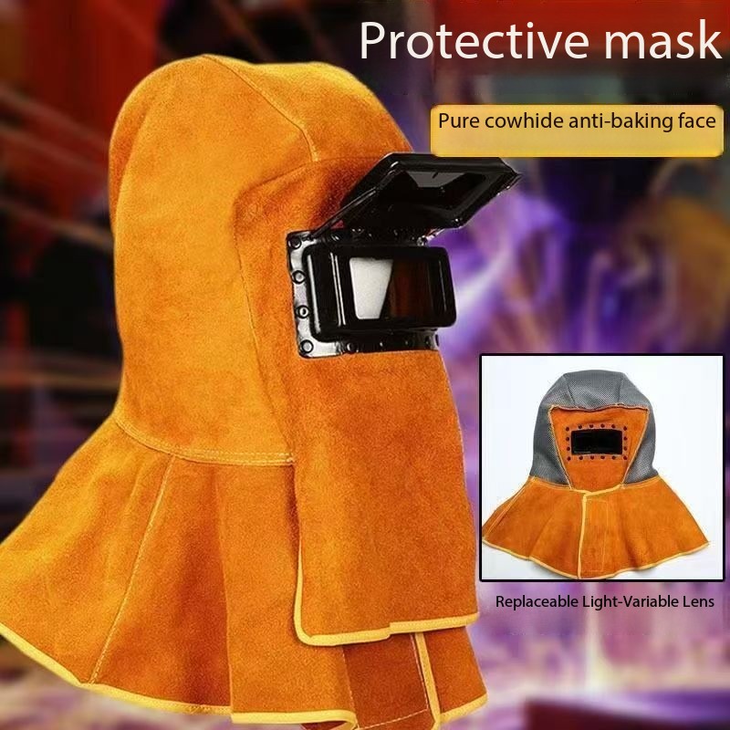 Cow Split Leather Industrial Work Welding Hood Mask