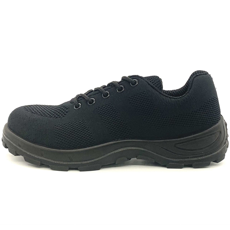 Full Black Flying Knit Sport Safety Shoes with Steel Toe
