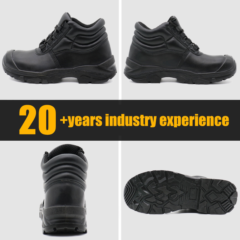 Metal Free Composite Toe Black Leather Safety Shoes for Men