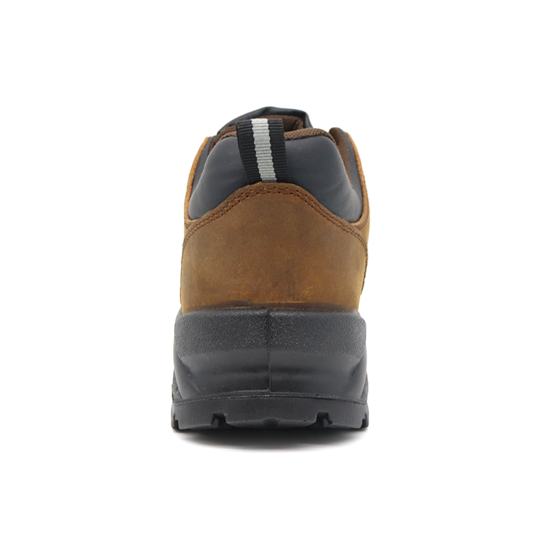 Brown Genuine Leather Fiberglass Toe Work Safety Shoes 