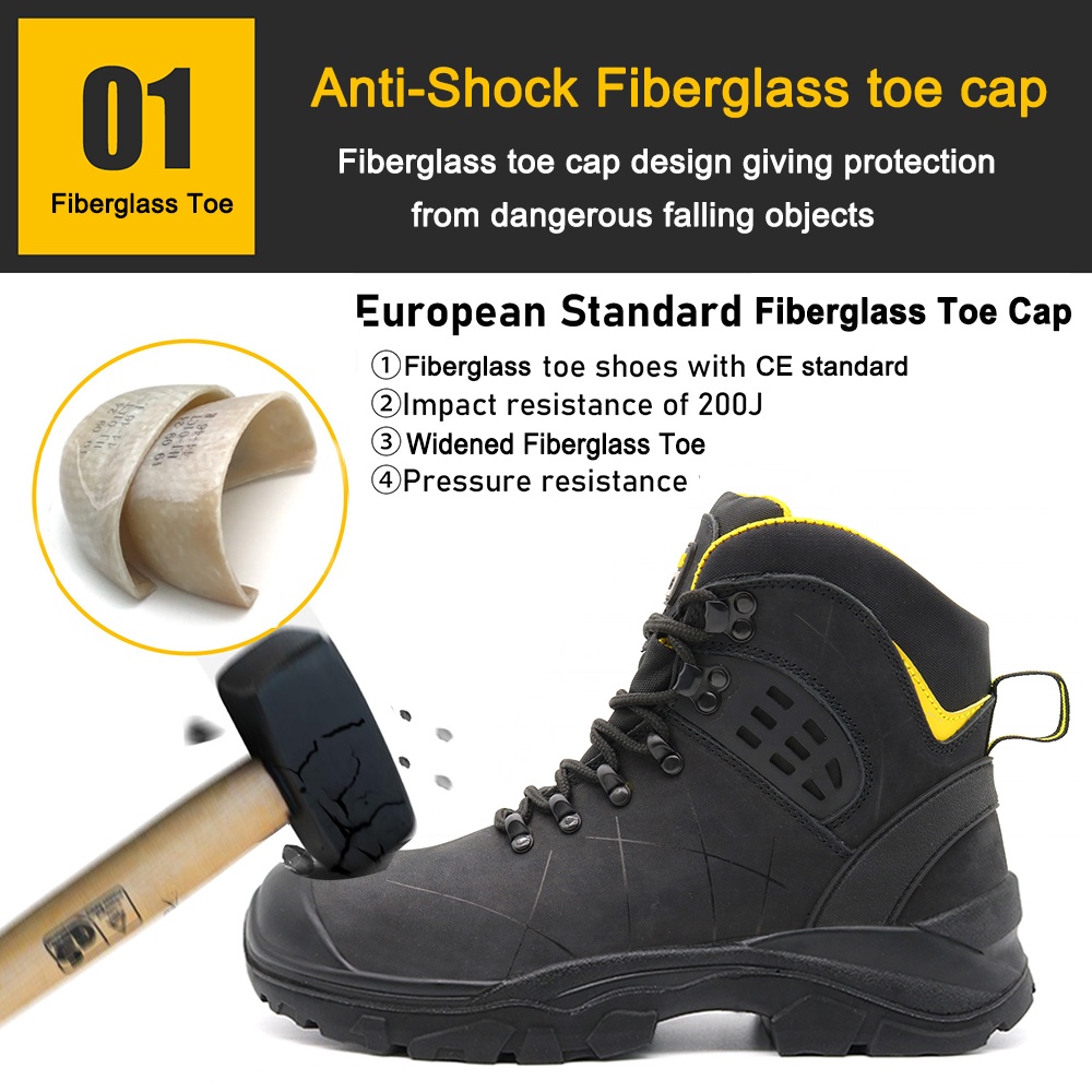 Nubuck Leather High Quality Safety Shoes with Fiberglass Toe