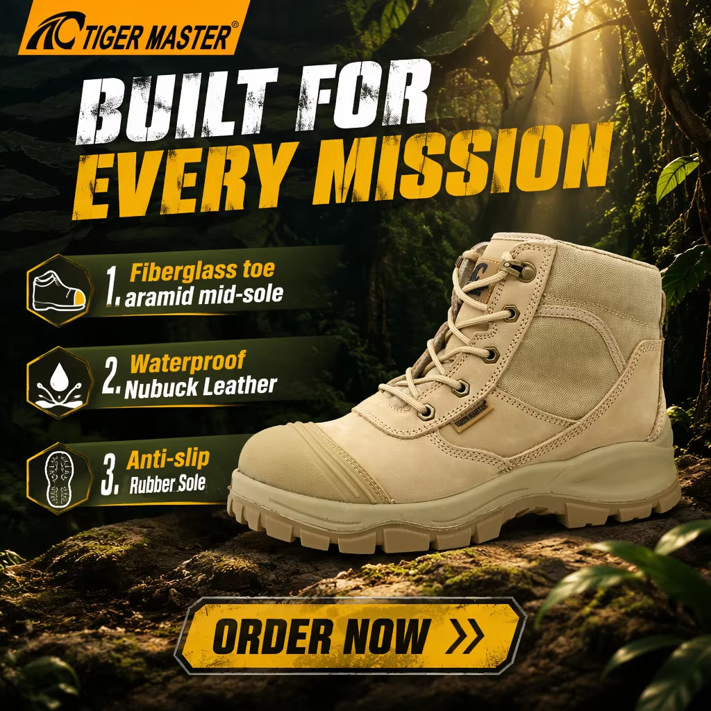 Anti-slip Fiberglass Toe Outdoor Hiking Safety Boots