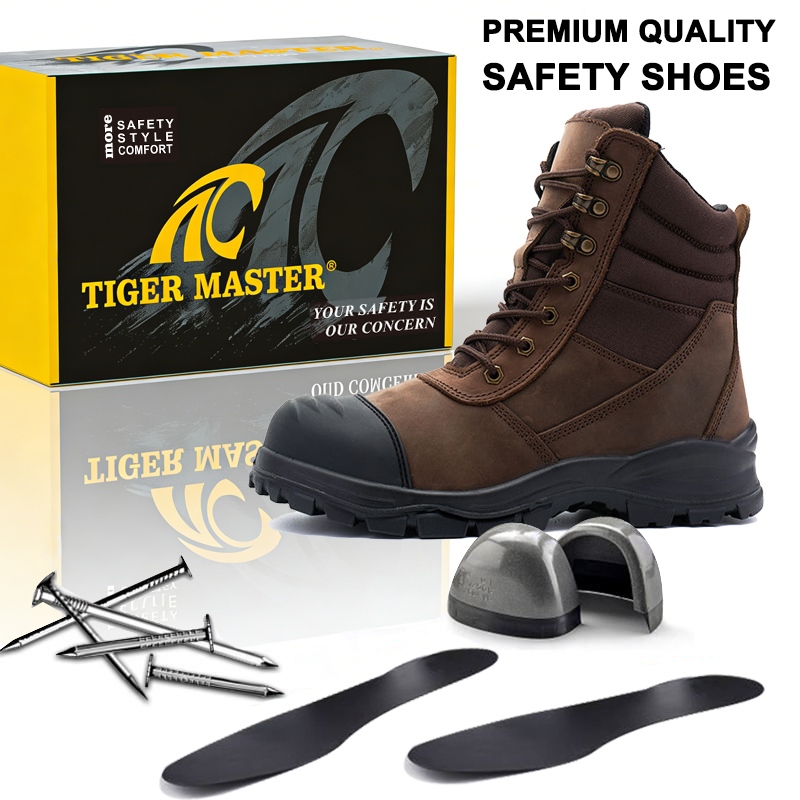 Steel Toe High Quality Leather Safety Boots with Zipper