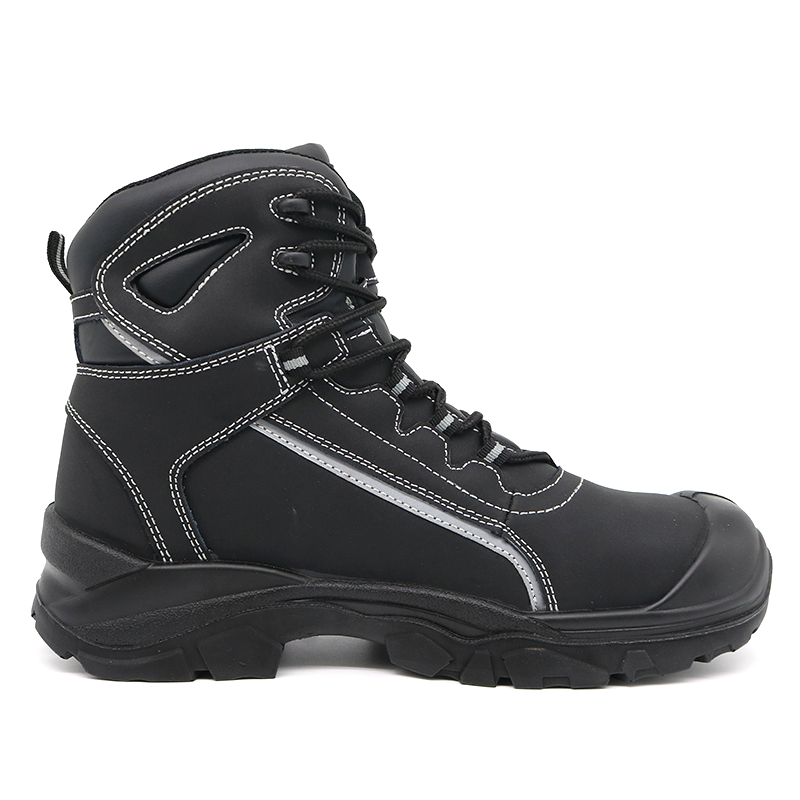 Anti-slip Fiberglass Toe Industrial Safety Boots Black