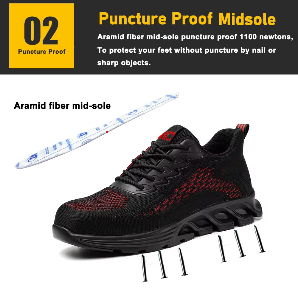 Steel Toe Comfortable Sport Safety Shoes for Women Lightweight