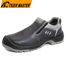 Steel Toe Anti Puncture No Lace Safety Shoes Black Leather
