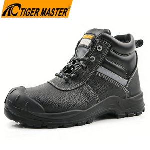 Steel Toe Black Leather Industrial Safety Boots for Men