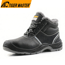Black Leather Steel Toe Winter Safety Shoes Cold Resistant