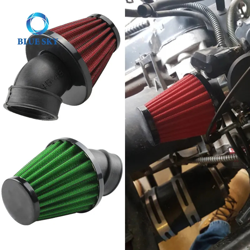 Filtro de aire Universal para motocicleta 35 48 50 mm abrazadera 45 90 grados curva entrada filtro de entrada para accesorios de motocicleta