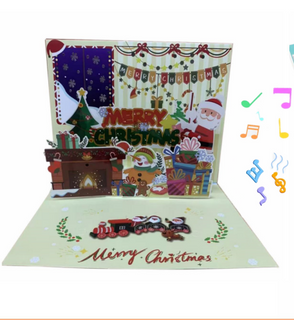 Custom Musical Light Christmas Tree Card Pop Up Family 3D Xmas Card Happy New Year Thank You Holiday Greeting Card Popup Gift