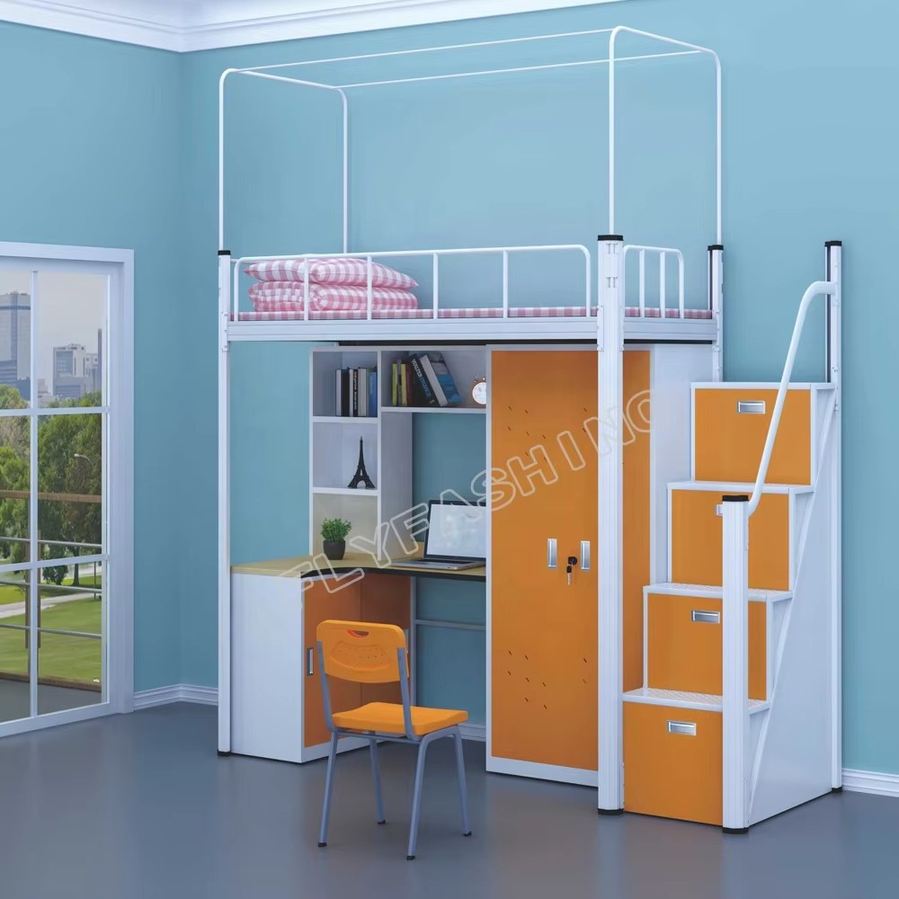 School Bed Dormitory Beds Dormitory Furniture Single Student Bed with Wardrobe and Study Table