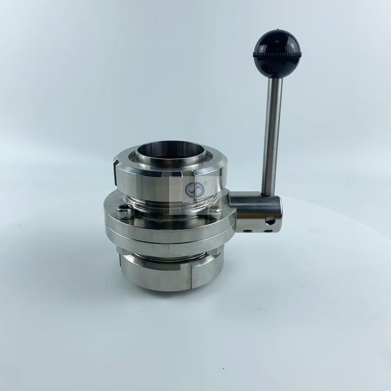 4-дюймовый SS316L Санитарный концевой дроссельный клапан с ручкой