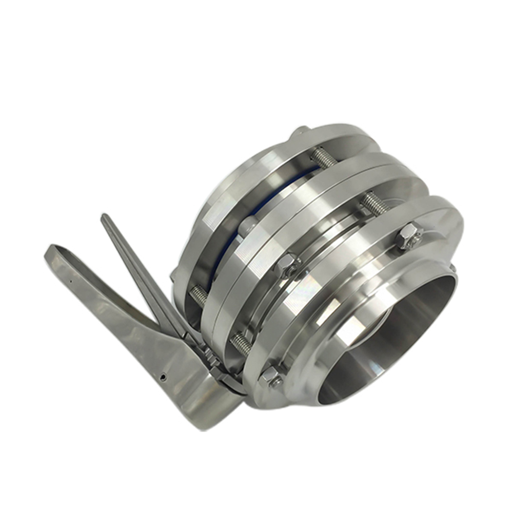 DN25 RD52 × 1/6 Гигиеническая гигиеническая из нержавеющая сталь сорта SS304 Ручная трехцепочная бабочка с ручкой из нержавеющей стали захват