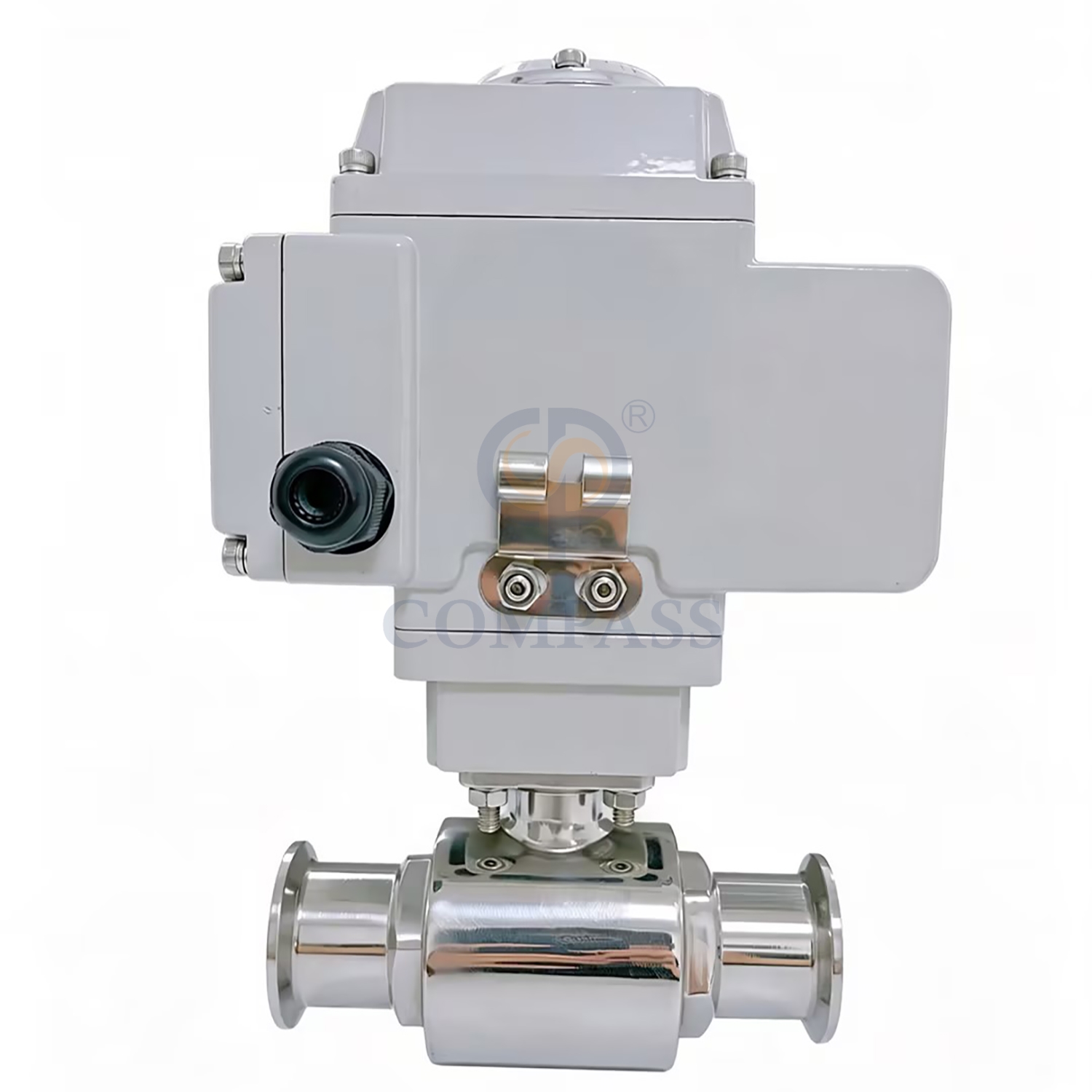 Самый продаваемый электрический шаровой кран из нержавеющей стали в санитарном исполнении SS304 50,8 мм, трехходовой шаровой кран с L-образным отверстием и электрической головкой 220 мм