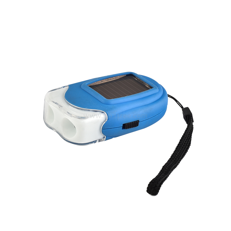 2 LED Dynamo Flashlight with Solar Panel