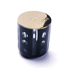 luxury hand engraved black set of 3 glass candle containers 