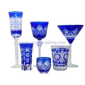 cobalt blue beverage glass tumbler and wine glass