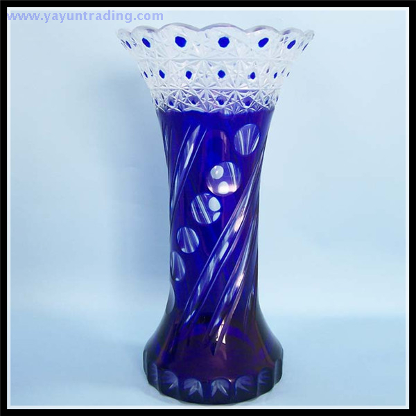  popular Bohemia style dark blue glass vase for home decoration
