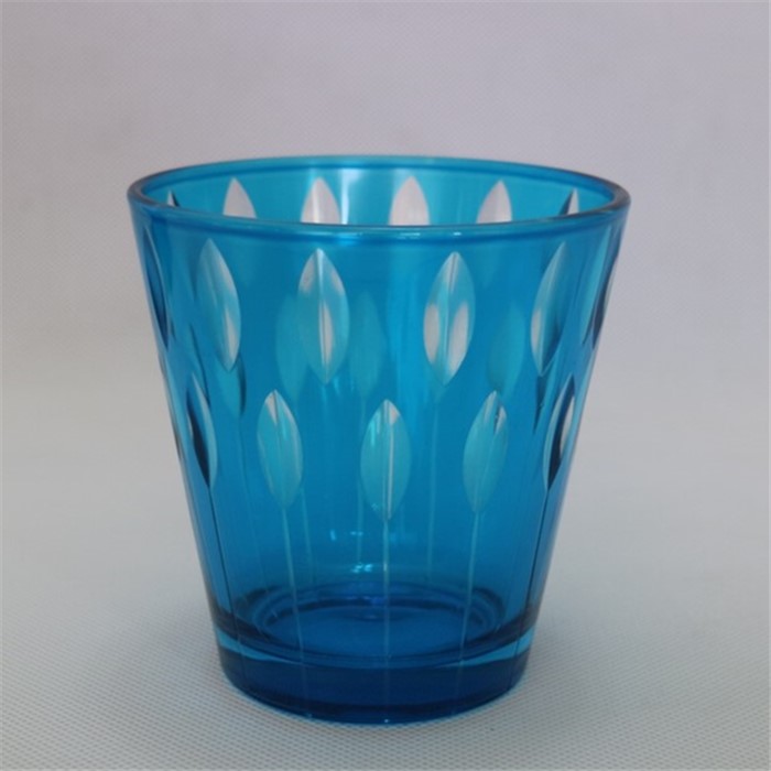 sprayed color blue series glass candle holder