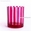  vertical stripes design glass candle container pink glass candle jar with slate coaster