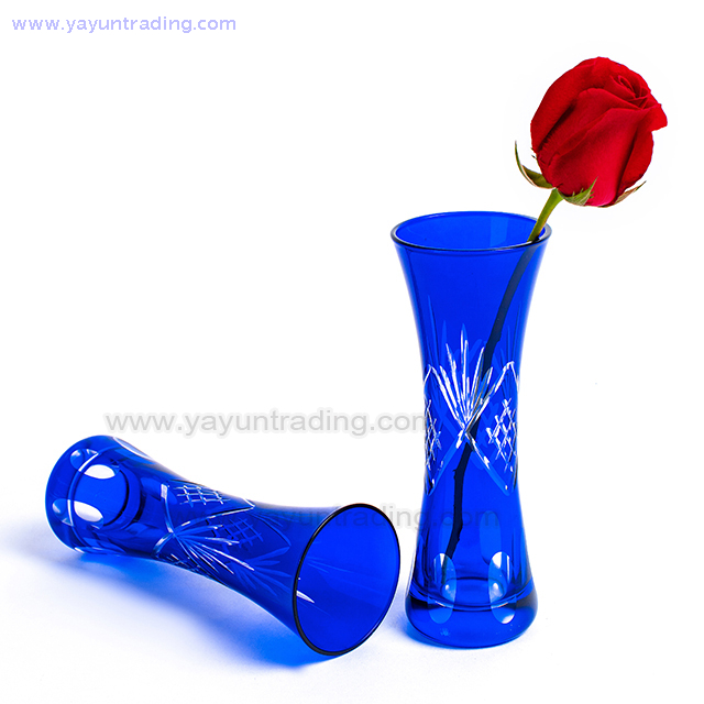 Mosaic Modern Home Decoration Elegant Cobalt Blue Flower Glass Vase 