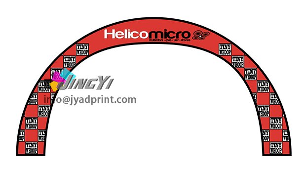 cheap Sports race printed fabric custom entrance arch gate event display flag banner, advertising rainbow race gate display semicircle flag