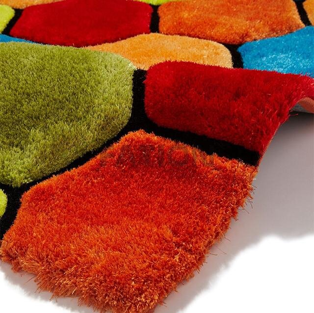 Colorful 3D Effect Shag Carpet Unique Area Rug