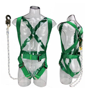 CE polyester webbing protection full body safety harness with shock absorbing lanyard 