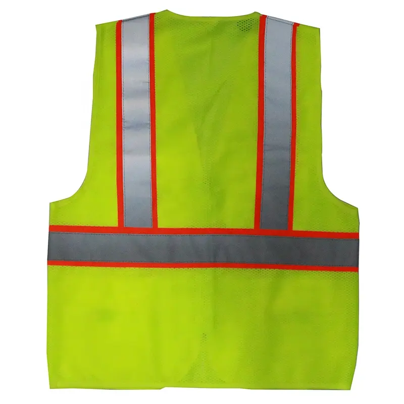 Multiple Pockets Hi-vis Reflective Safety Vest with Zipper