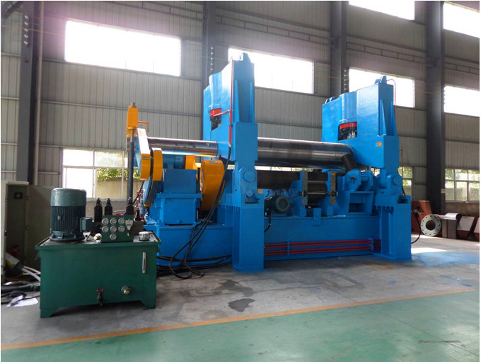 带有预弯曲和最大卷板的卷板机。 50mm厚度（W11S-50X3000）