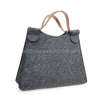 Felt Tote Bag picnic handbag for woman with faux leather