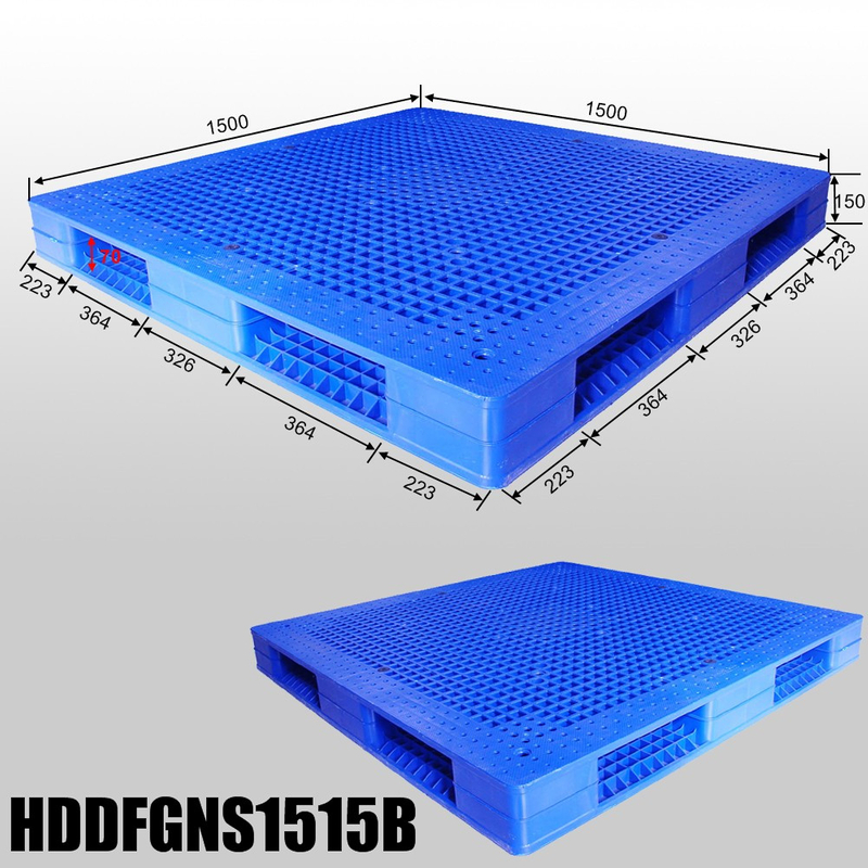  Paletas apilables de doble cara, tablero de plástico L1500 * W1500 * H150mm