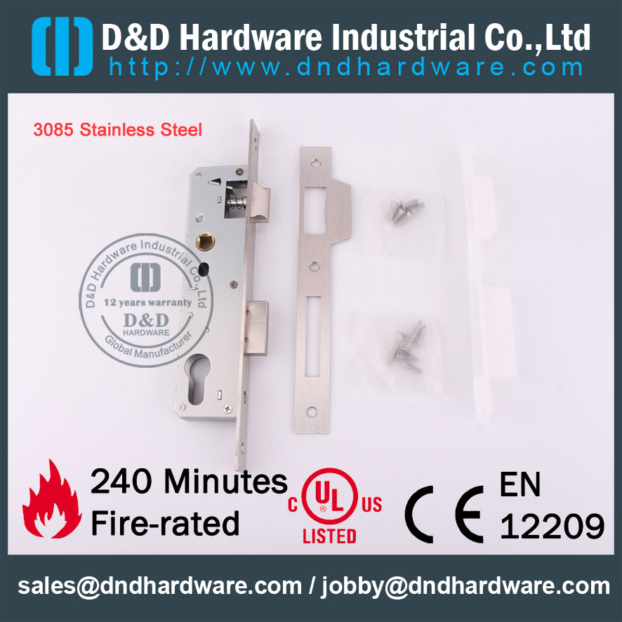 D & D Hardware-3085 Design decorativo de aço inoxidável Mortise Lock DDML021