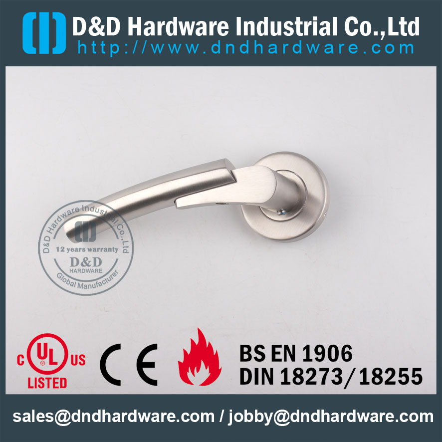 Investasi Antirust Cast Lever Stainless Steel Padat pada Rose untuk Pintu Kayu -DDSH017