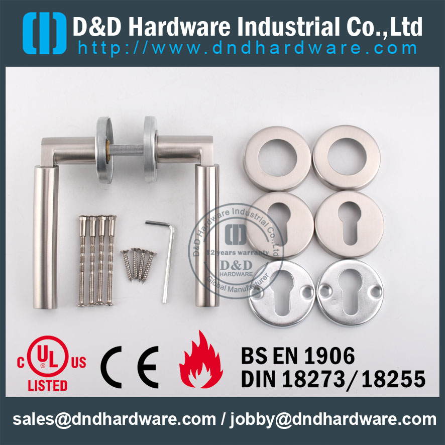 D & D Hardware-Fire Rated SS304 maçaneta da porta sólida DDSH017